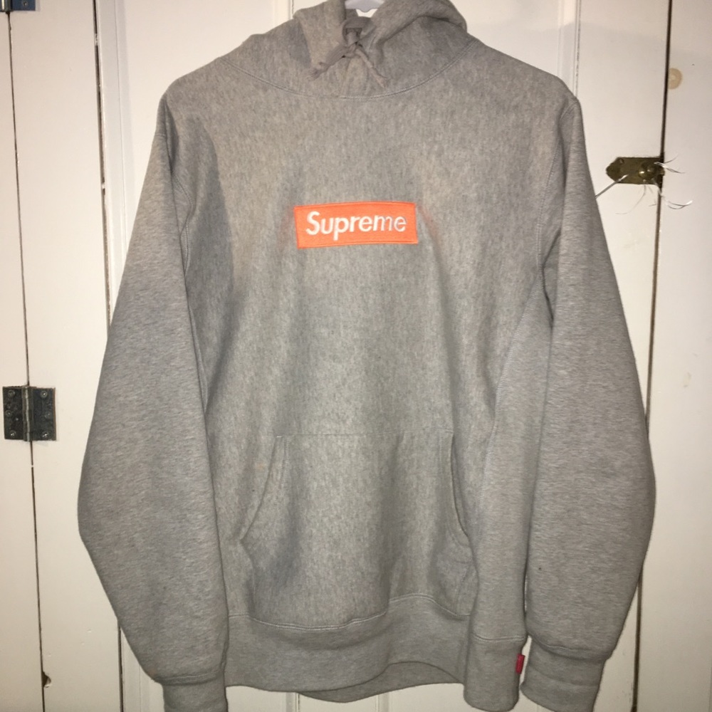 Supreme FW17 Orange on Heather Grey Bogo Hoodie